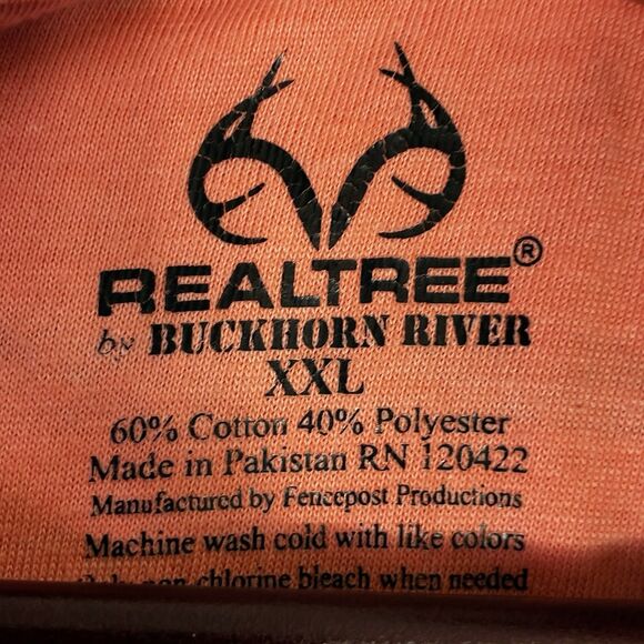 Realtree Buckhorn River Peach Salmon Henley Shirt XXL Short Sleeve Outdoors - Picture 5 of 7
